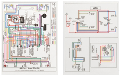1956 Chevy Laminiated Wiring Diagram, Color